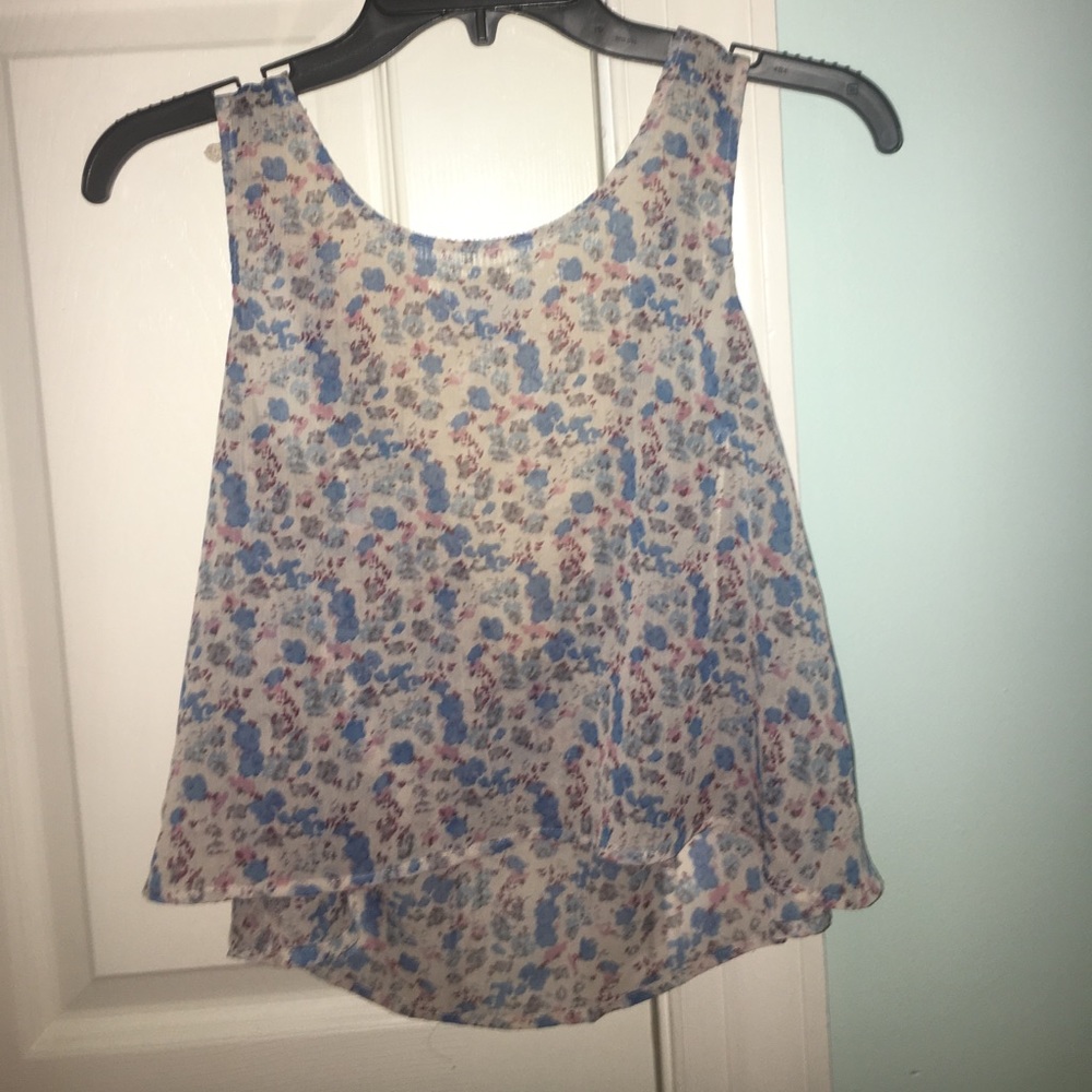 dELiA's sheer floral lace-back tank top