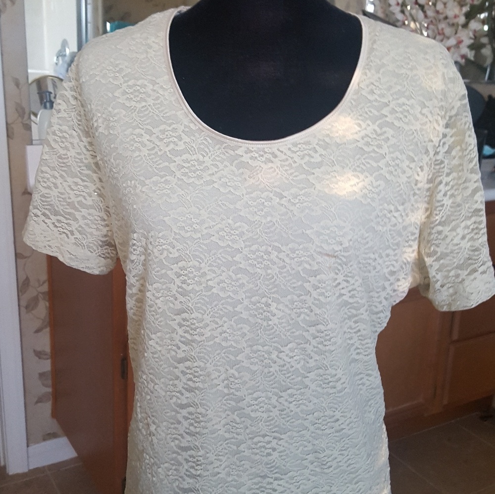 Vintage Taupe Lace Shirt
