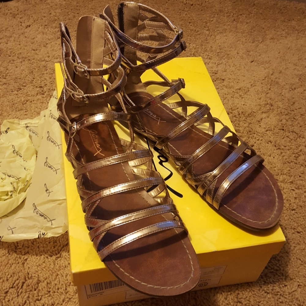Pewter Gladiator Sandals - WORN ONCE