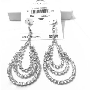 Silver-tone Multi-Chrystal Chandelier Earrings.
