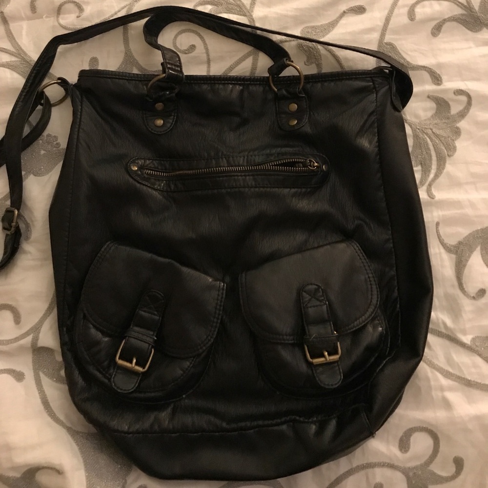 Distressed black cross body