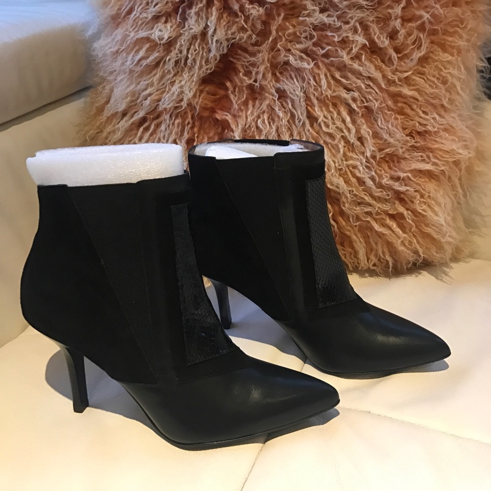 Leather and suede ankle boots