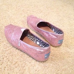 Pink Sparkly Toms Size 8