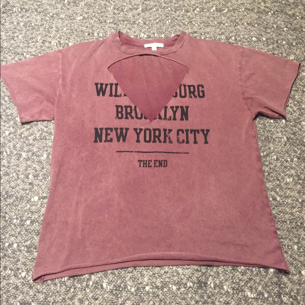 Pink American Eagle Don't Ask Why Cut Out Shirt