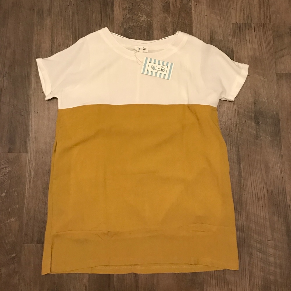 Mustard and Cream Tunic Block Dress