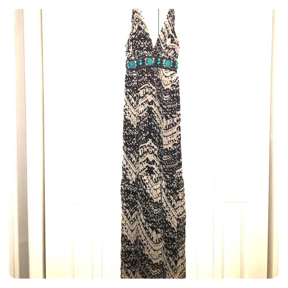 Arden B Maxi Dress with Beaded embroidery