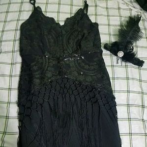 Banjul sequined black modern day flapper dress