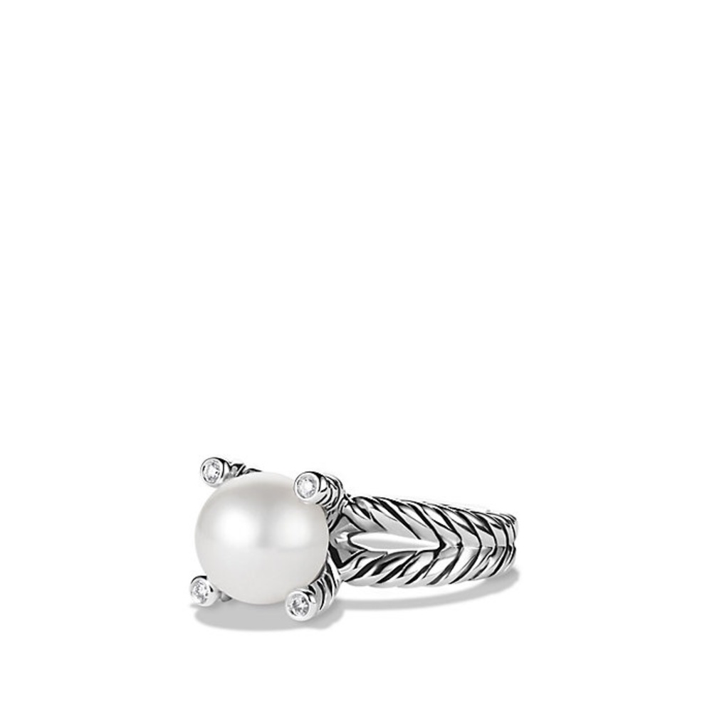 David Yurman pearl ring with diamonds