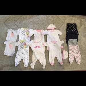 18 piece Twin Baby Girl Clothing Bundle 3 Months