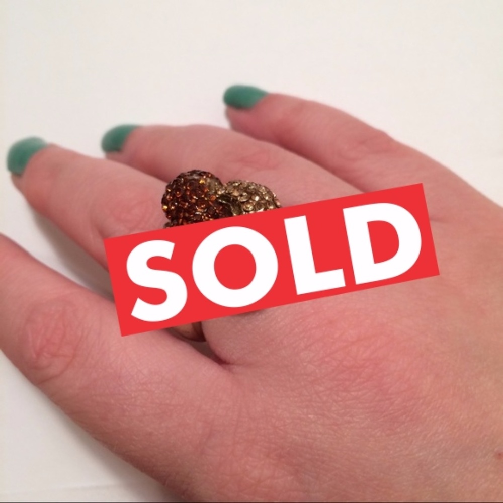 Twisted amber gold colored costume jewelry ring