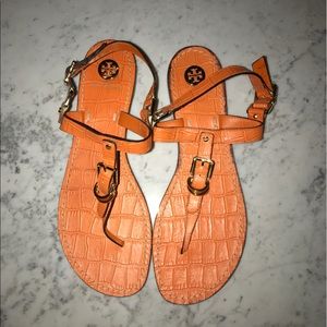 TORY BURCH TRENT ORANGE CROCODILE SANDAL 💥