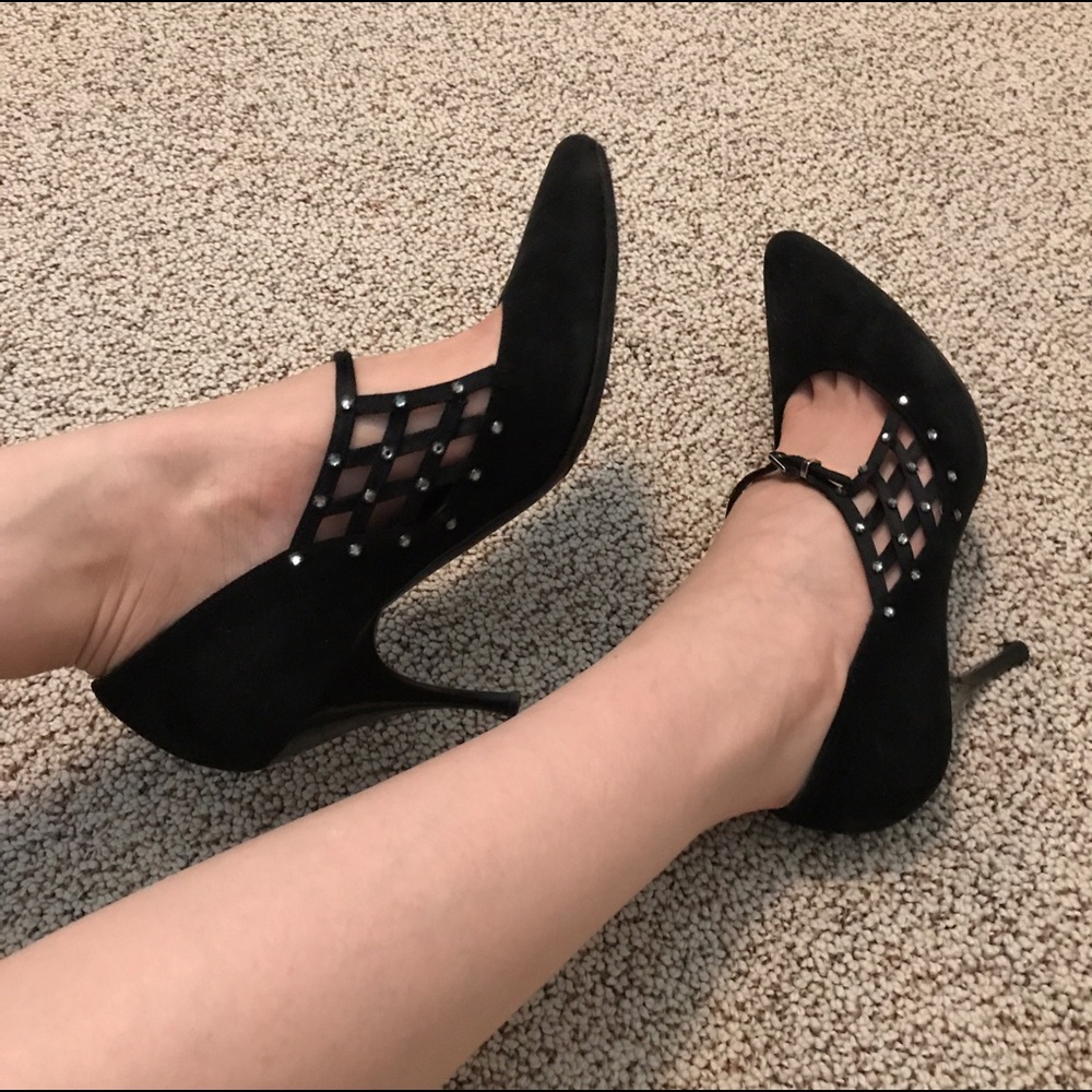 Ferragamo black suede shoes, don't have a box