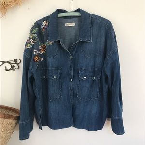 Embroidered chambray shirt