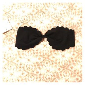 Black Scalloped Bandeau Bikini Top