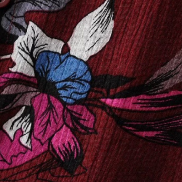 Electric Orchid Button MAXI Skirt Gold Red Floral - Picture 5 of 5