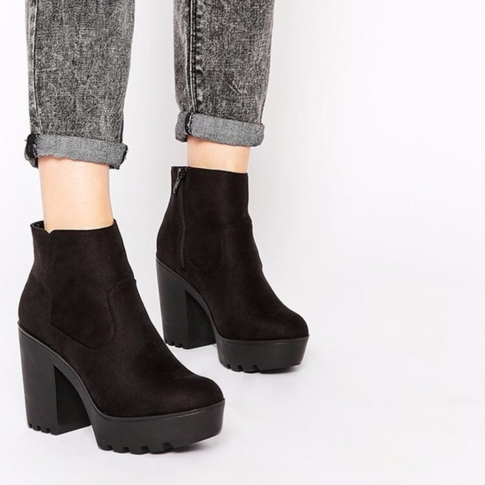 Black Suede Platform Booties