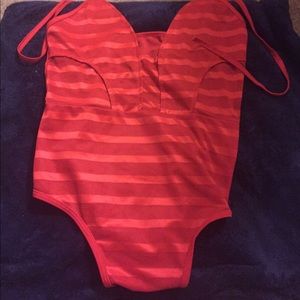 Red one piece bathing suit