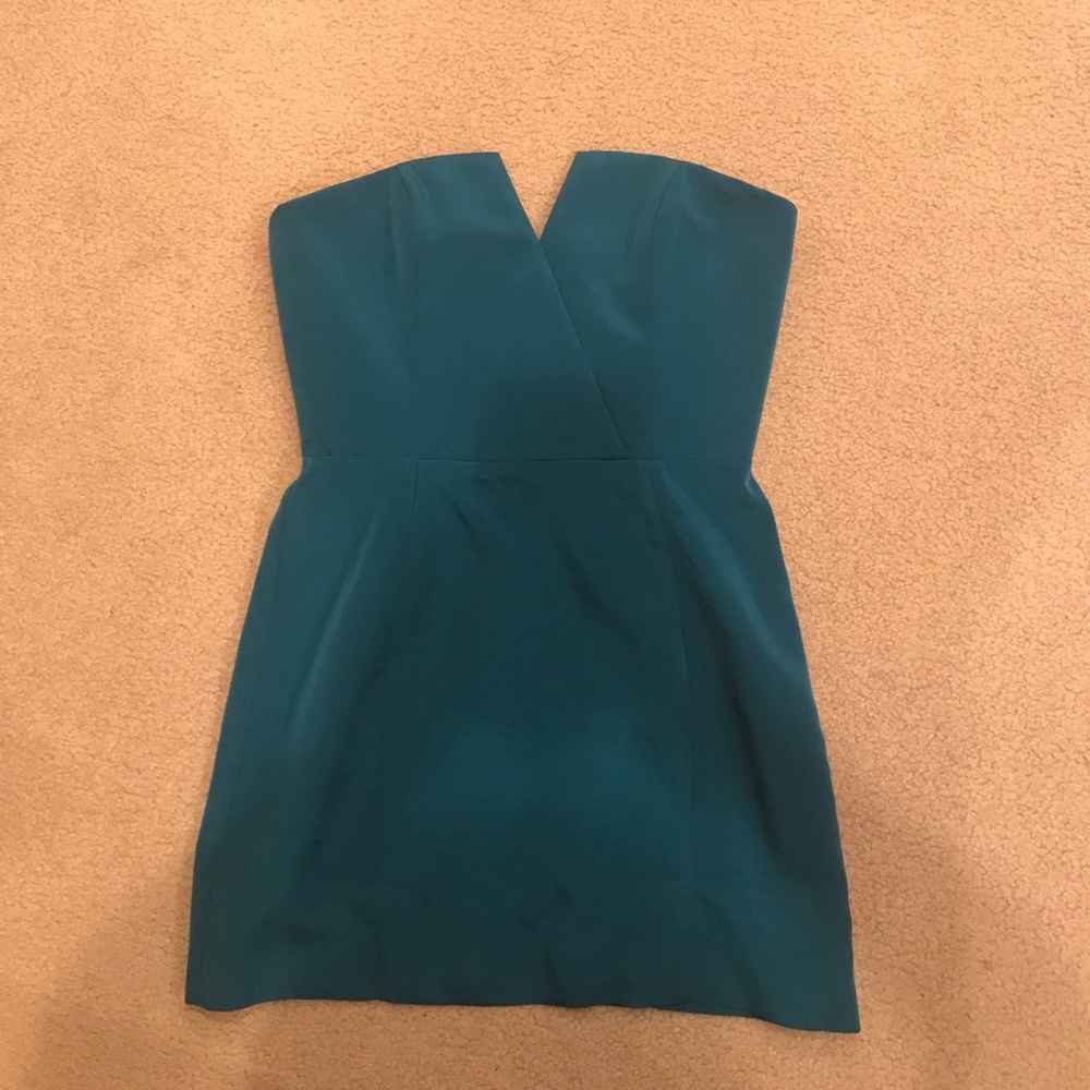strapless teal naven dress