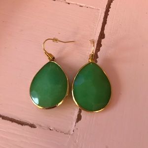 Stella and Dot green and gold teardrop earrings