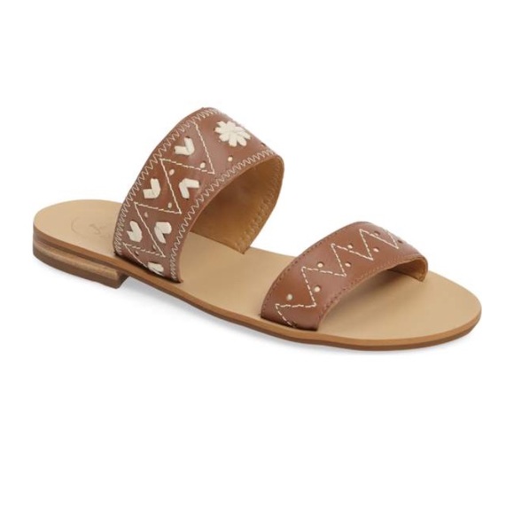 Jack Rogers Jacks Flat Leather Sandal – Bronze – Jack Rogers USA Jack Roger/Cognac Brown Adiar Sandal