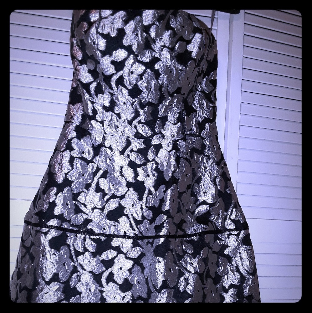 Oscar De La Renta Floral Metallic Dress NWOT - Picture 3 of 5