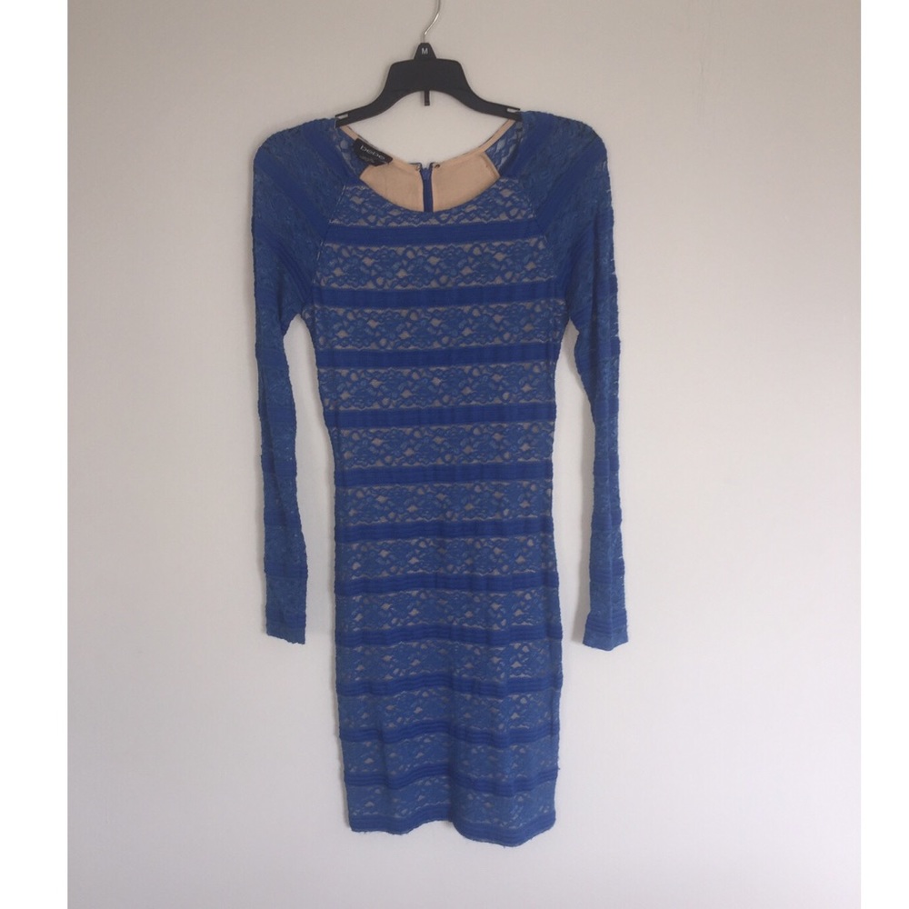 Blue lace bodycon dress from Bebe