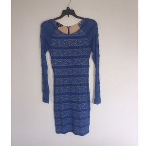 Blue lace bodycon dress from Bebe