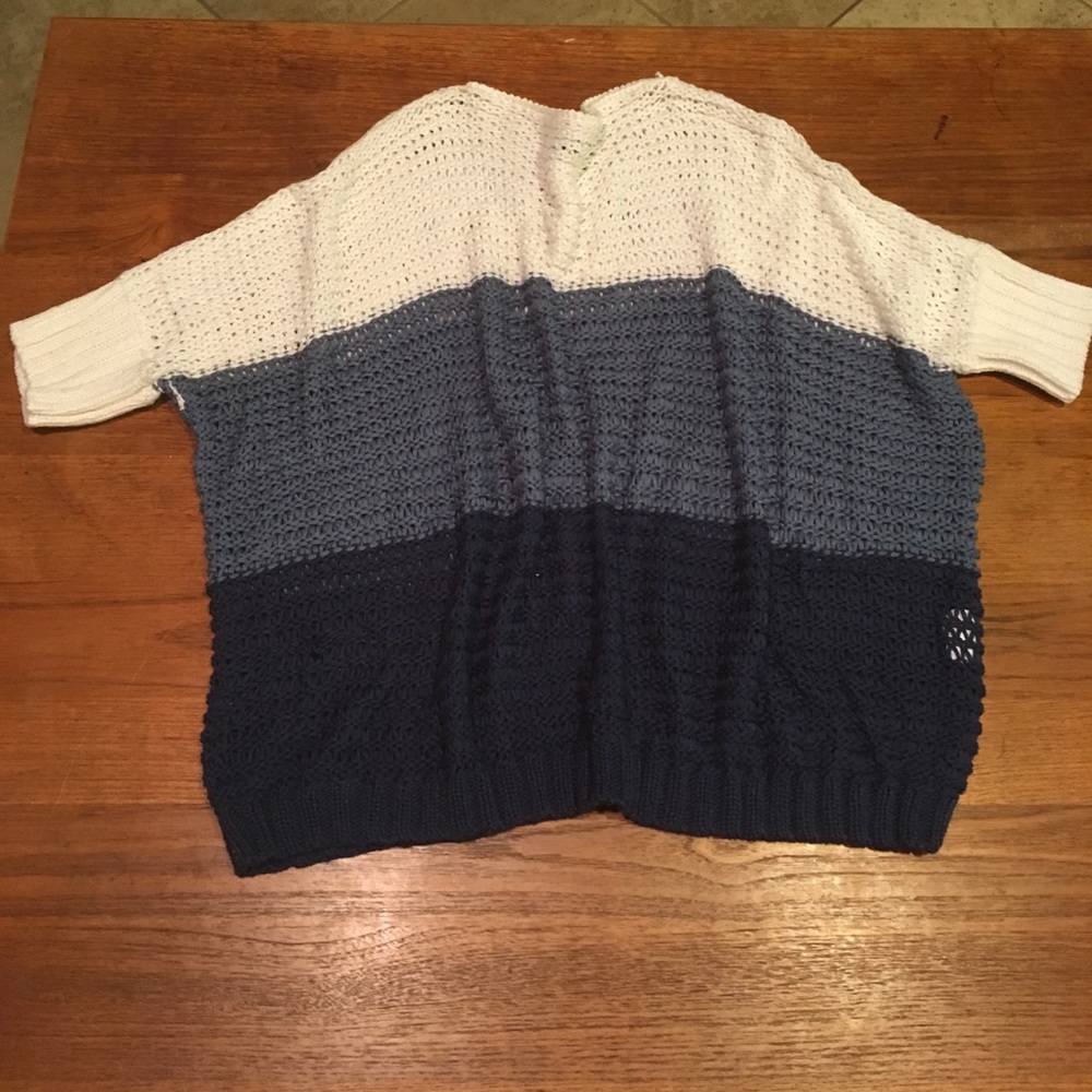 White and blue knit sweater