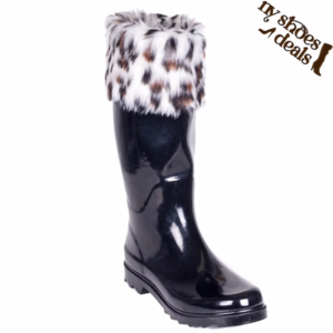 Forever Young Shoes - Women Knee High Faux Fur Cuff Rainboots RB-1804 Forever Young Shoes - Women Knee High Faux Fur Cuff Rainboots RB-1804