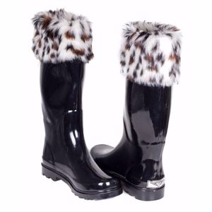 Forever Young Shoes - Women Knee High Faux Fur Cuff Rainboots RB-1804 Forever Young Shoes - Women Knee High Faux Fur Cuff Rainboots RB-1804