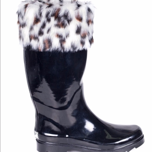 Forever Young Shoes - Women Knee High Faux Fur Cuff Rainboots RB-1804 Forever Young Shoes - Women Knee High Faux Fur Cuff Rainboots RB-1804