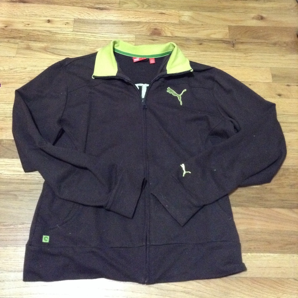 Puma zip up sweatshirt xl brown lime green.