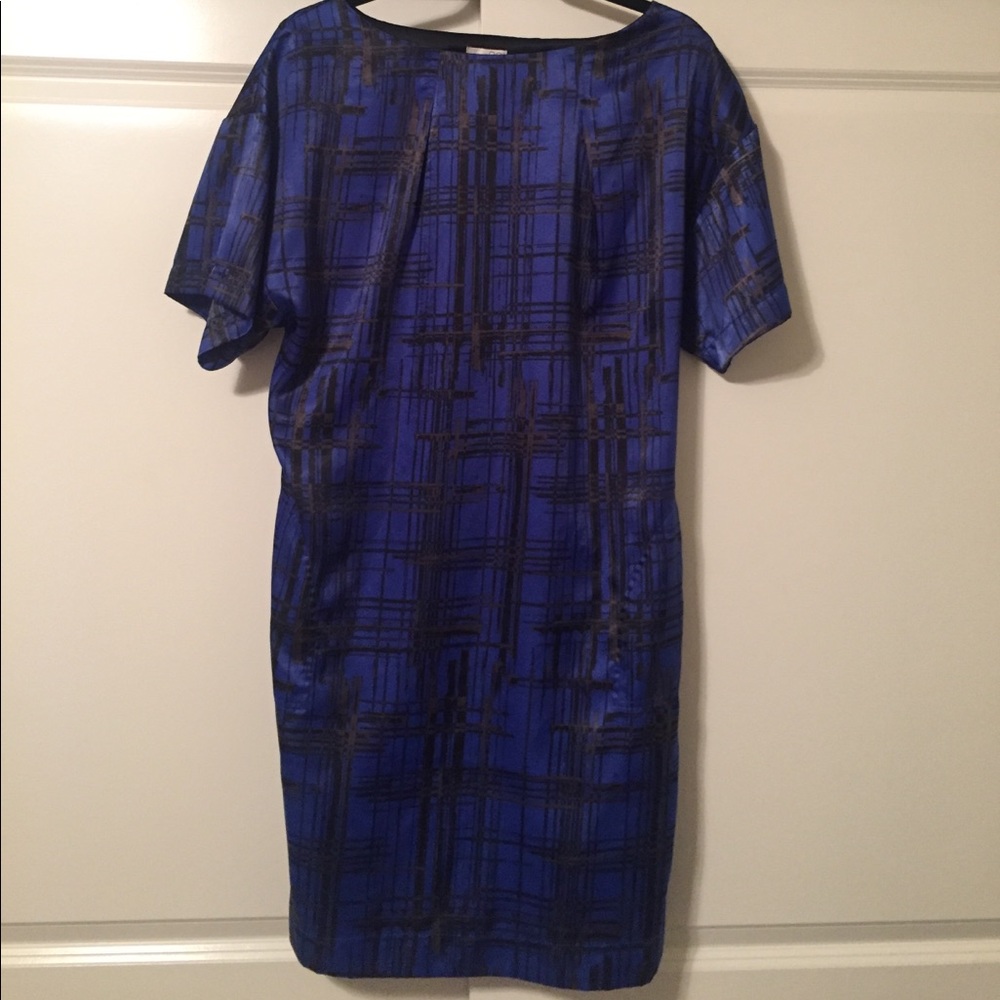 BLUE & BLACK SATIN SHIFT DRESS