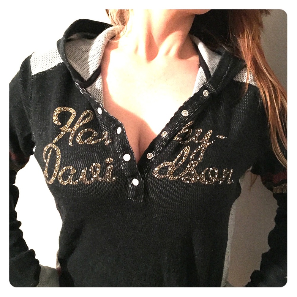 Harley Davison longsleeve V-neck Hoddie