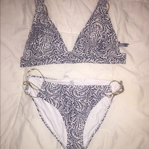 Blue and white aerie two-piece bathing suit