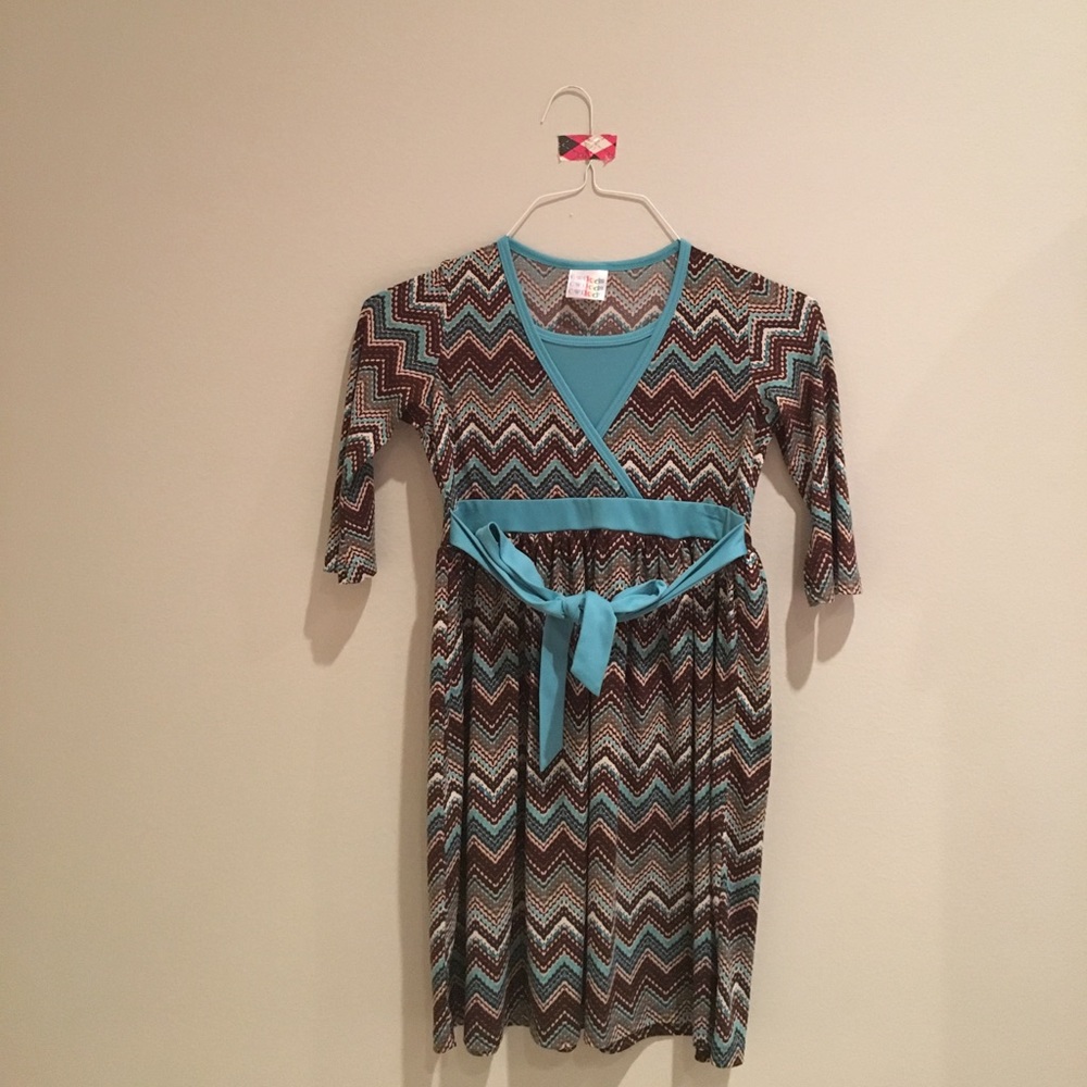 Blue and Brown Chevron Girls Dress💎🍂