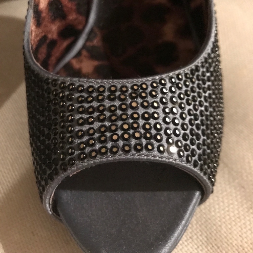 Betsey Johnson Sparkle Steel Blue Heels With Stars Gem