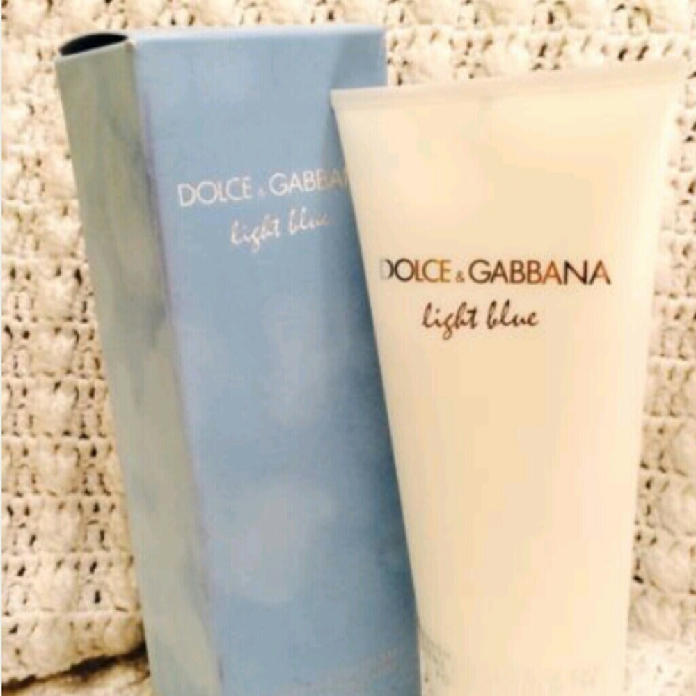 Dolce & Gabbona light blue body cream.