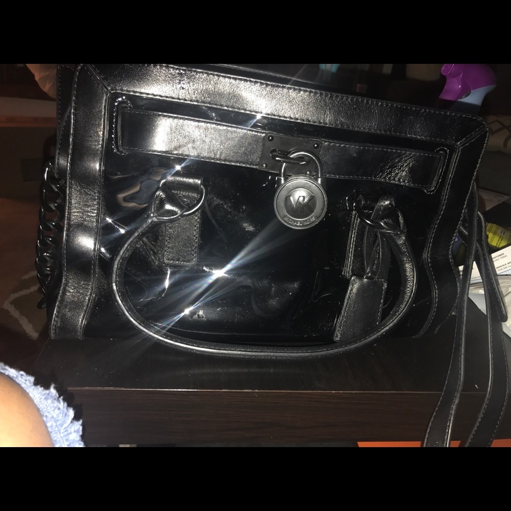 matte black leather black Michael Kor purse