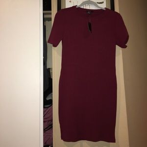 Burgundy body on dress.