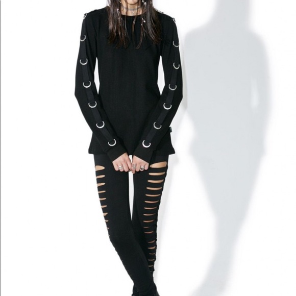 Zara  metallic pierced badass sweatshirt - Picture 2 of 6