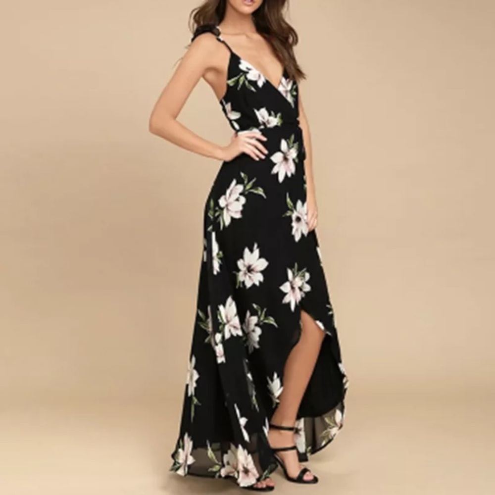 Black floral maxi dress