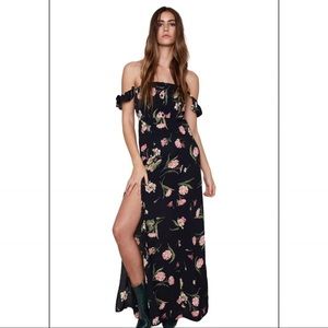 NWOT Flynn Skye Bardot Maxi Dress in night bloom
