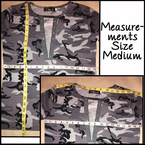 Lace-Up Camo Top- Grey - Picture 3 of 4