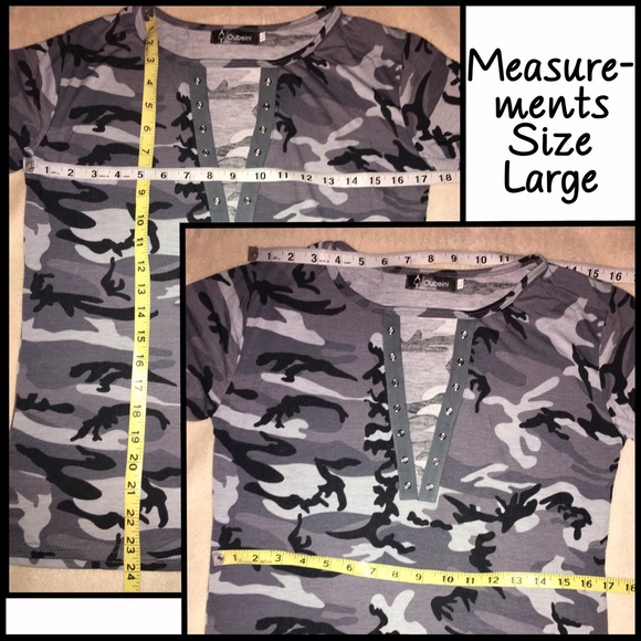 Lace-Up Camo Top- Grey - Picture 4 of 4