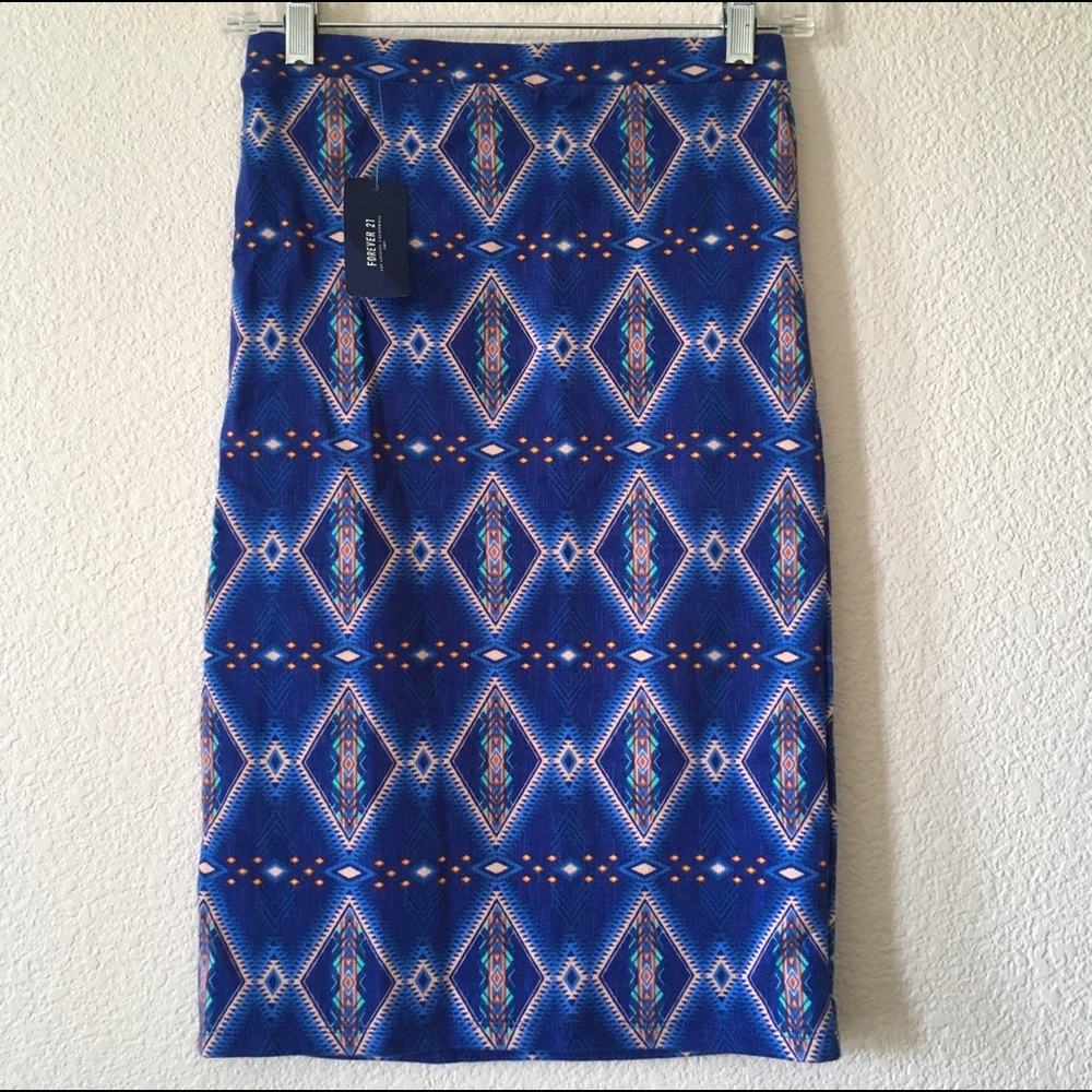 Forever 21 Blue Tribal Print Skirt
