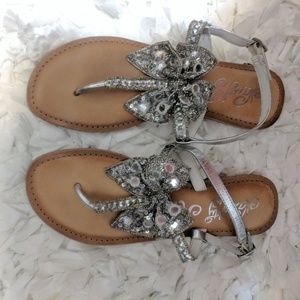 Silver bow sandals