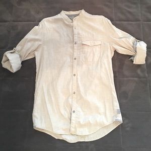 CALVIN KLEIN COLLARLESS BUTTON DOEN SHIRT