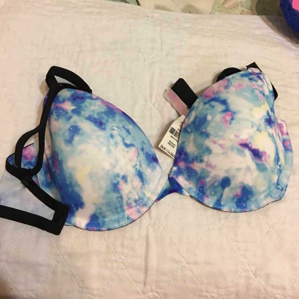 Purple and blue tie dye PINK bra never worn.