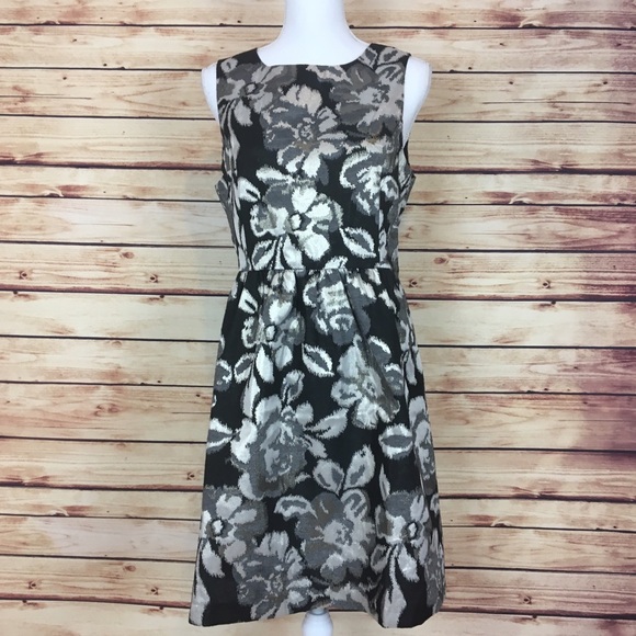 Anthropologie Dresses & Skirts - Tabitha Black Gold Floral Jacquard Metallic Dress